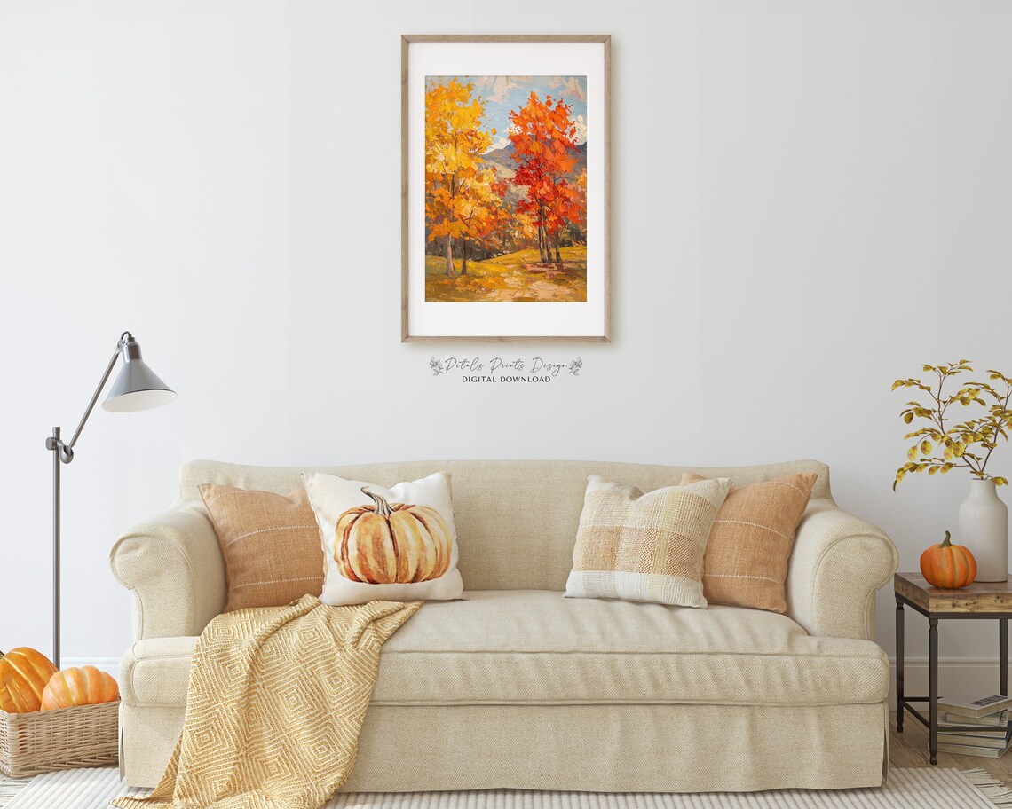 Rustic Fall Landscape Vintage Autumn Country Scene - Image 3