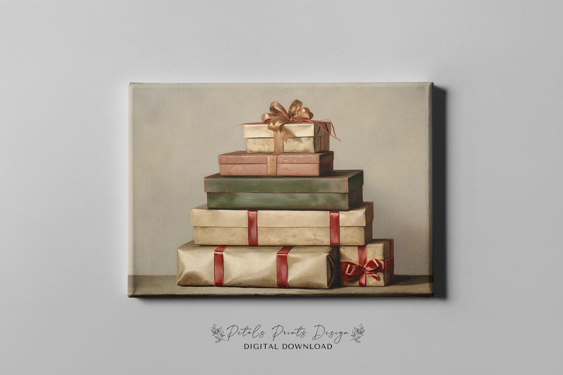 Vintage Christmas Wall Decor Present Art Print - Image 3