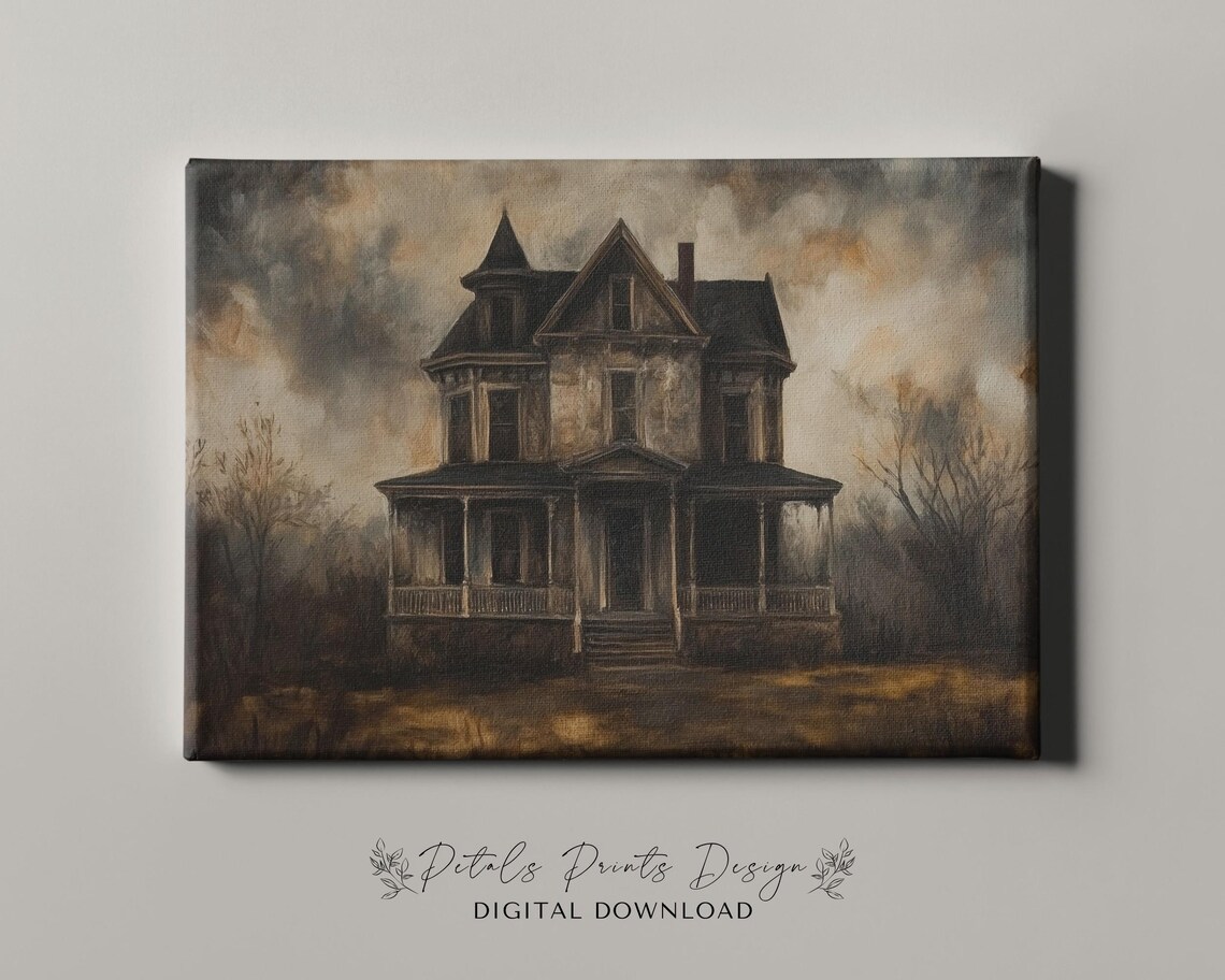 Halloween Haunted House Rustic Graveyard Wall Art Print - Image 4