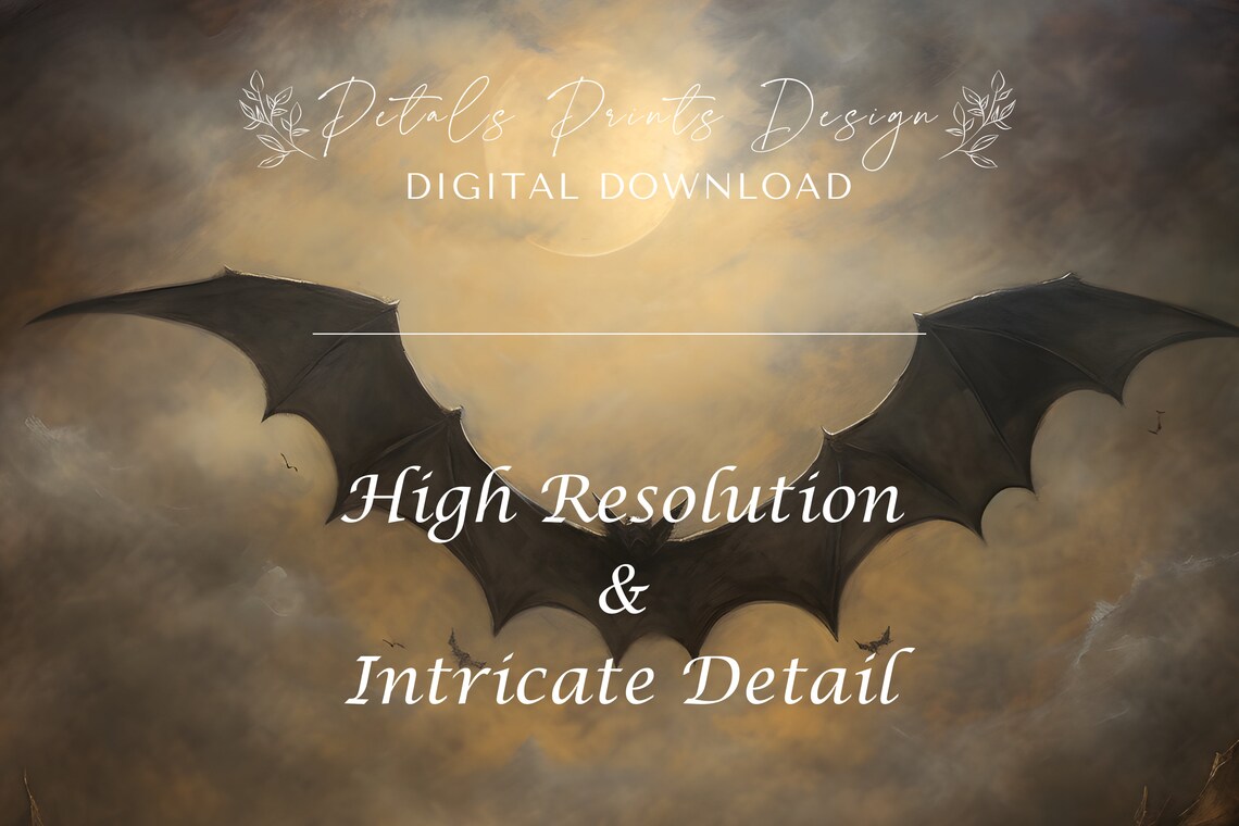 Vintage Bat Halloween Print, Rustic Decor - Image 3