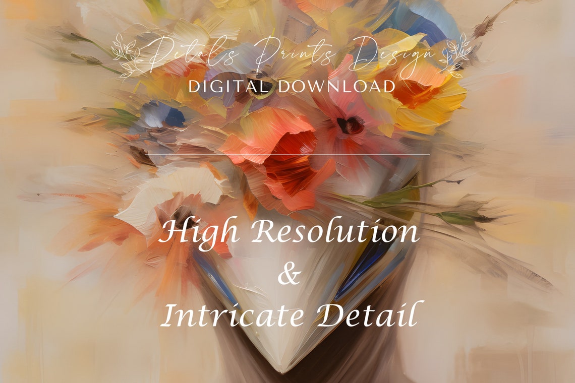 Soft Impressionist Flower Bouquet Warm Neutral Floral Art Poster - Image 3