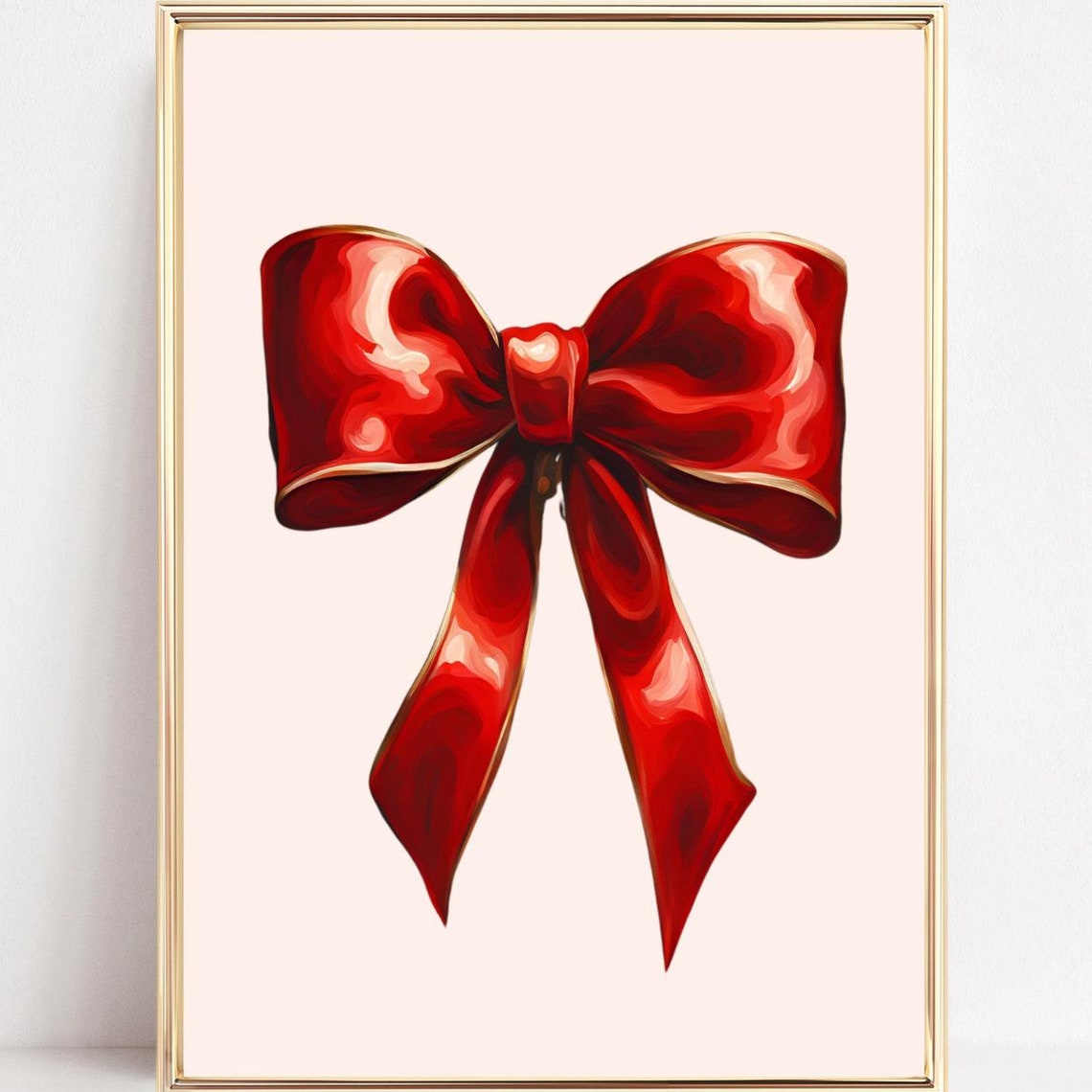 Glossy Red Satin Bow Vintage Christmas Elegant Simple Wall Poster