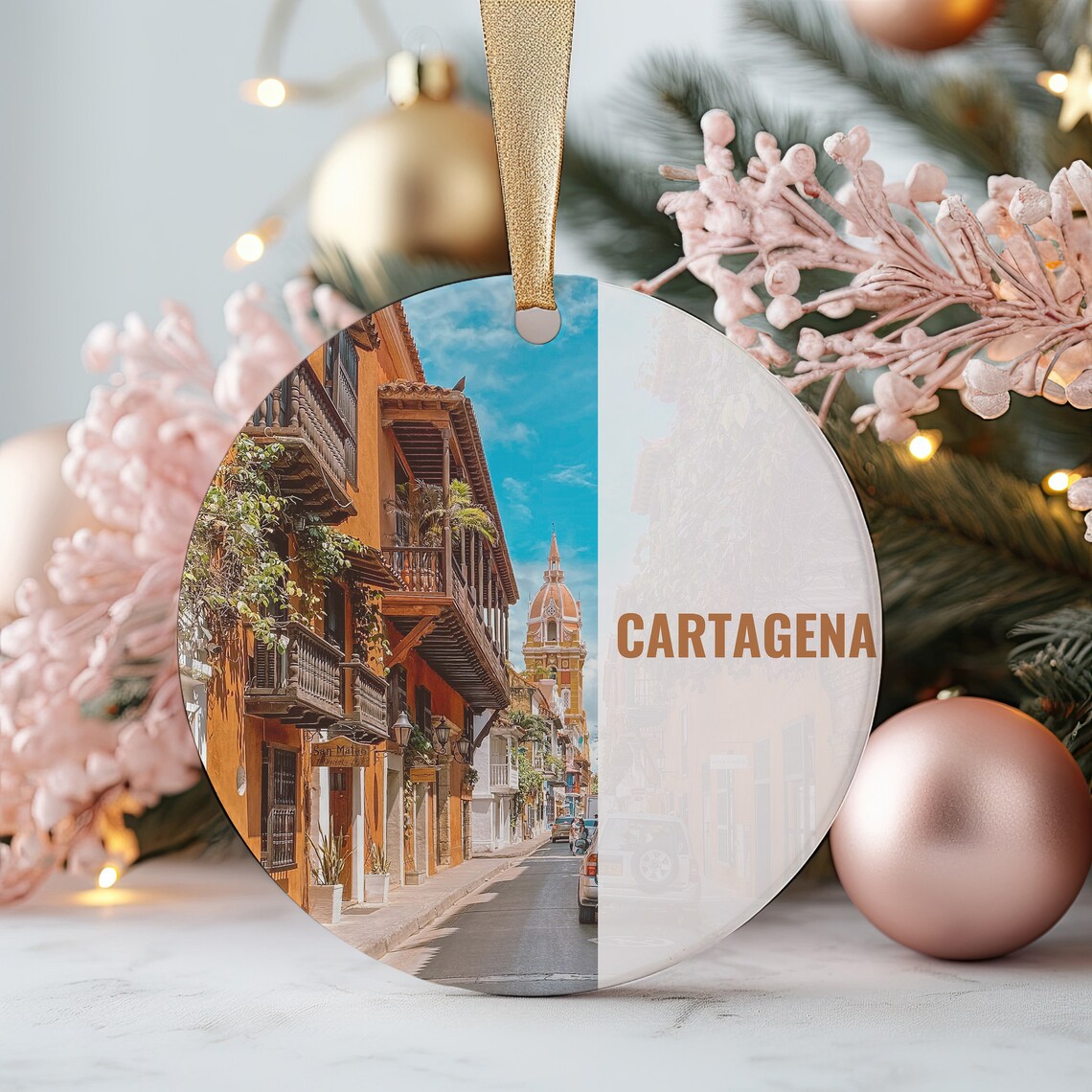 Cartagena Colombia Colonial Street Clock Tower Travel Ornament Poster