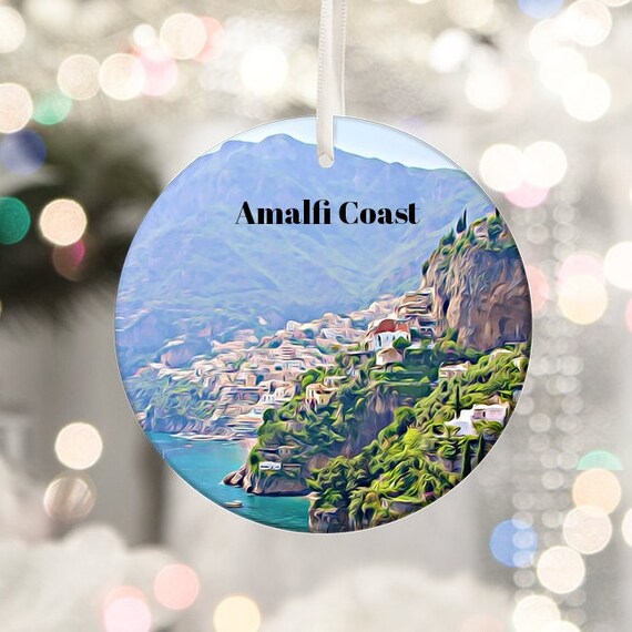 Amalfi Coast Italy Cliffside Village Seaside Travel Ornament Poster