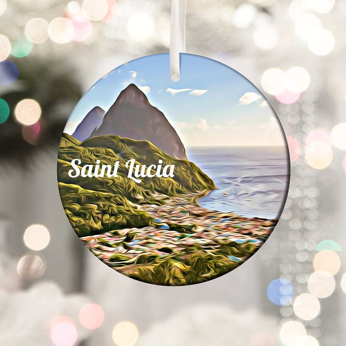 Saint Lucia Caribbean Pitons Coast Tropical Island Travel Poster