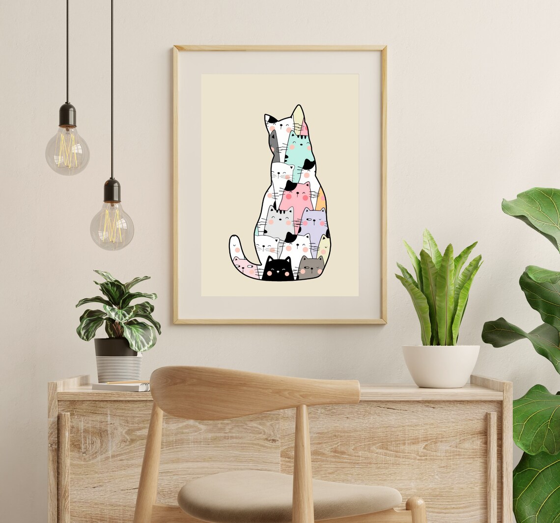 Funny Cat Silhouette, Minimalist Cat Art - Image 2