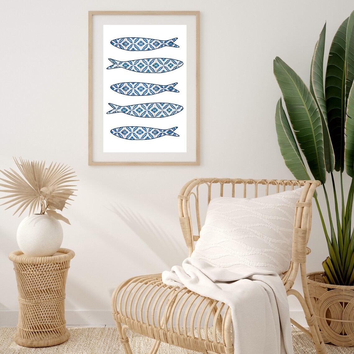 Blue Portuguese Sardines Tile Art Print, Portugal - Image 2