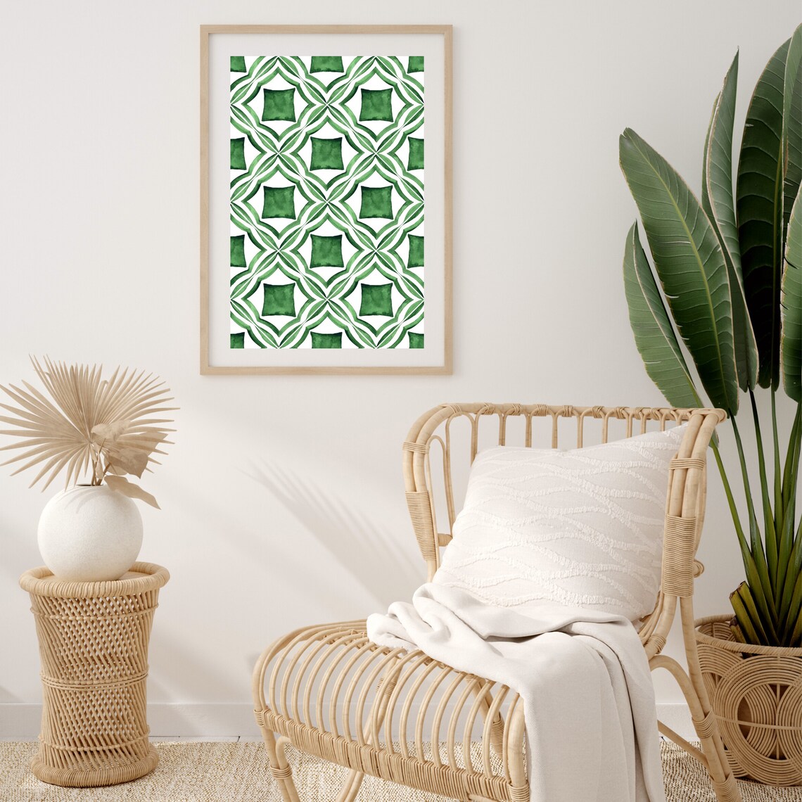 Mediterranean Green Tile Art Print, Spanish Azulejo - Image 3
