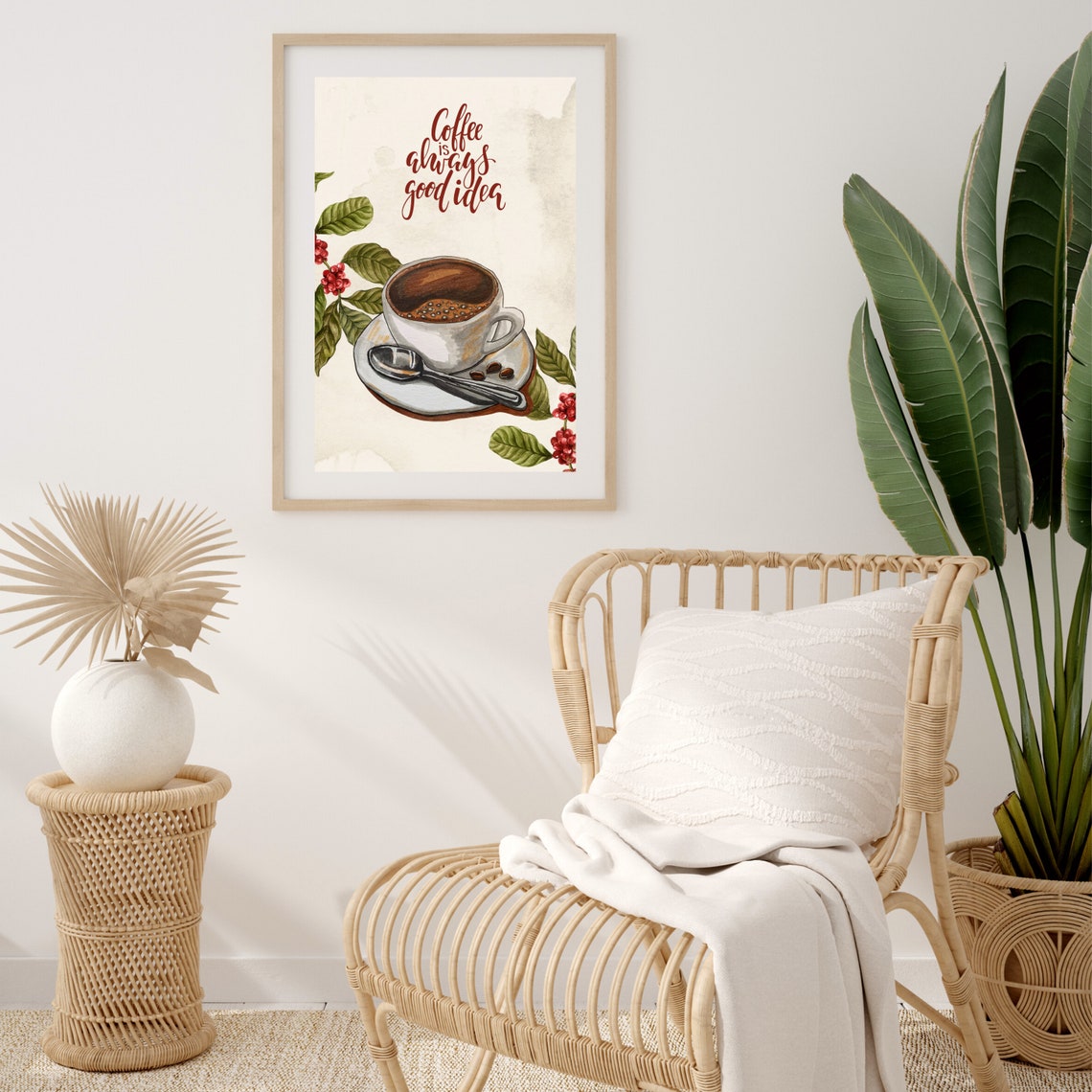 Watercolor Cup Of Coffee Kitchen Quote Art Print - Image 3