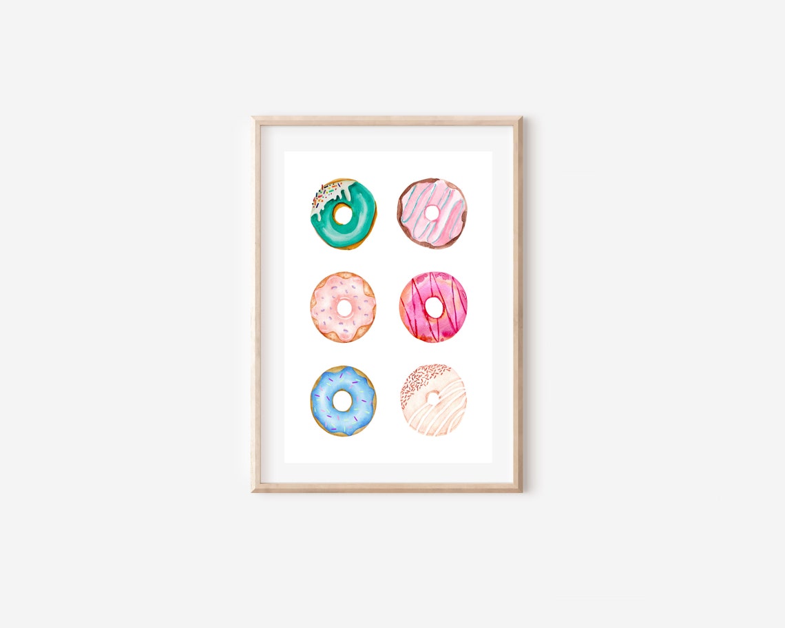 Watercolor Donut Art Print, Kitchen Baking Decor - Image 4