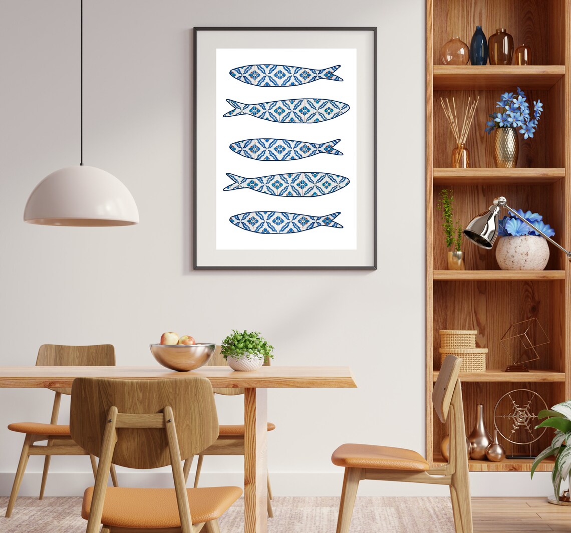 Blue Portuguese Sardines Tile Art Print, Portugal - Image 3