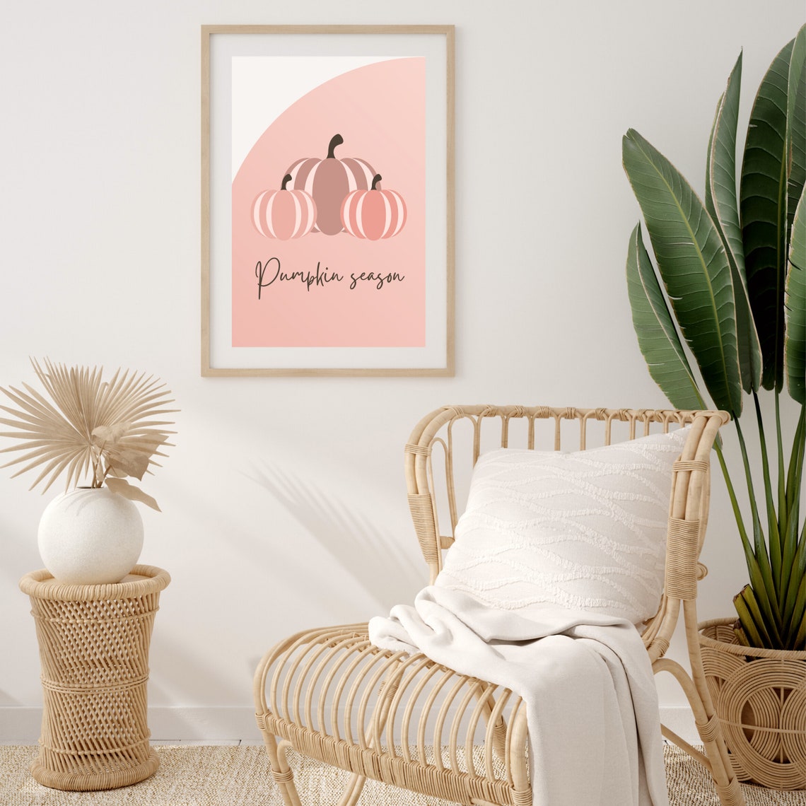 Boho Pink Pumpkin Season Art Print, Autumn Decor - Image 2