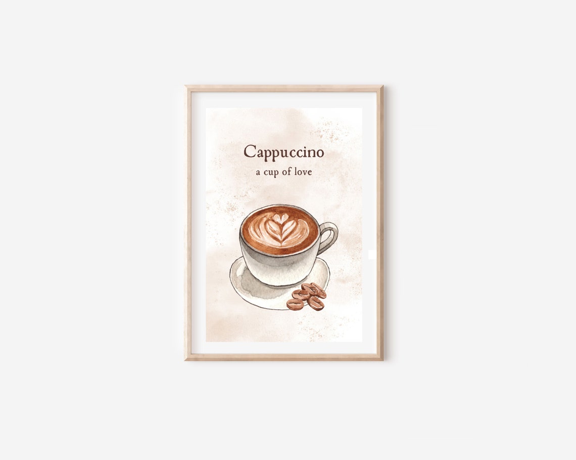 Boho Cappuccino Coffee Cup Art Print, Kitchen Decor - Image 4
