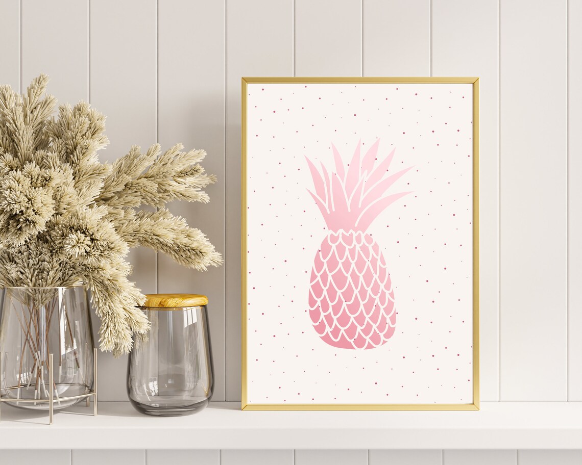 Tropical Pink Pineapple Art Print, Summer Decor - Image 3
