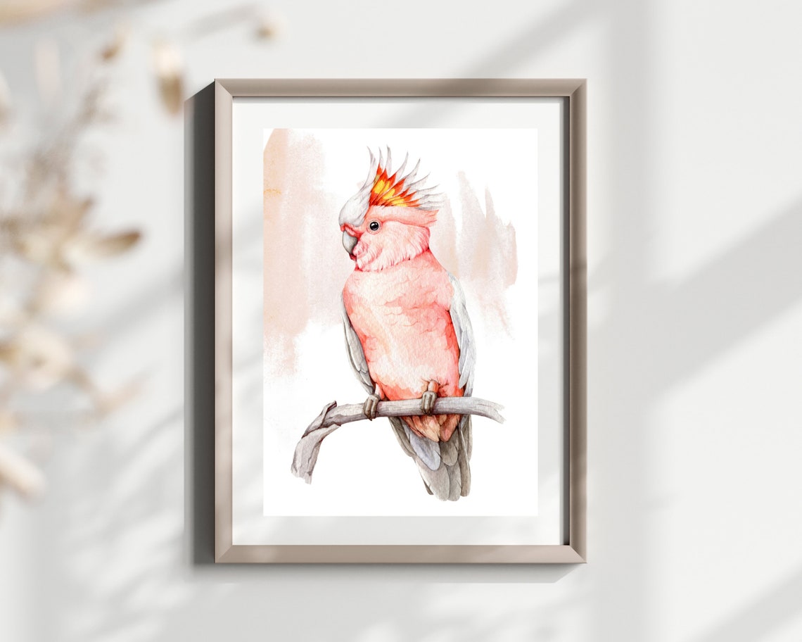 Watercolor Cockatoo Print Pink Cockatoo Art Print Cockatoo Bird Wall Art Tropical Bird Art Print Cockatoo Illustration - Image 2