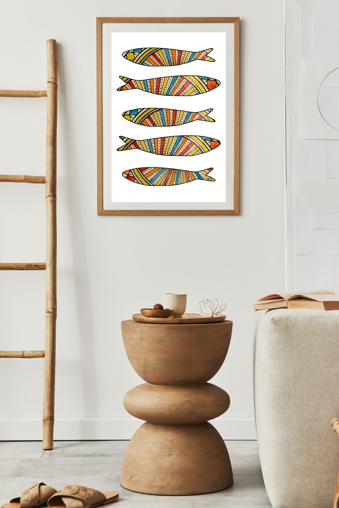 Portuguese Sardine Tile Art Print, Boho Lisbon - Image 2