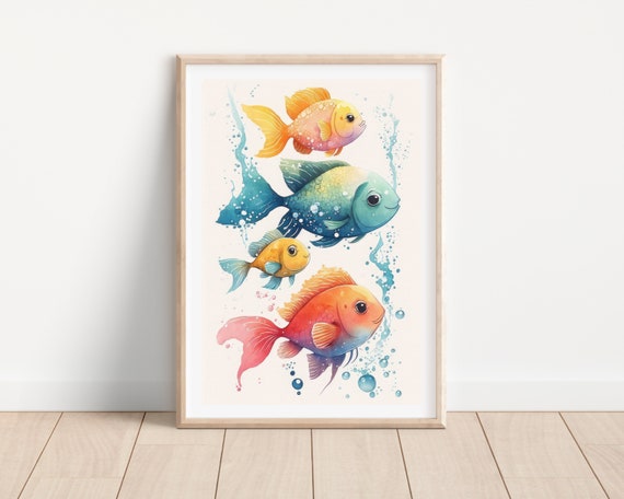 Fish Print Wall Art Nursery Animal Print Animal Nursery Decor Nursery Wall Decor Watercolor Wall Art Kid Bedroom Decor