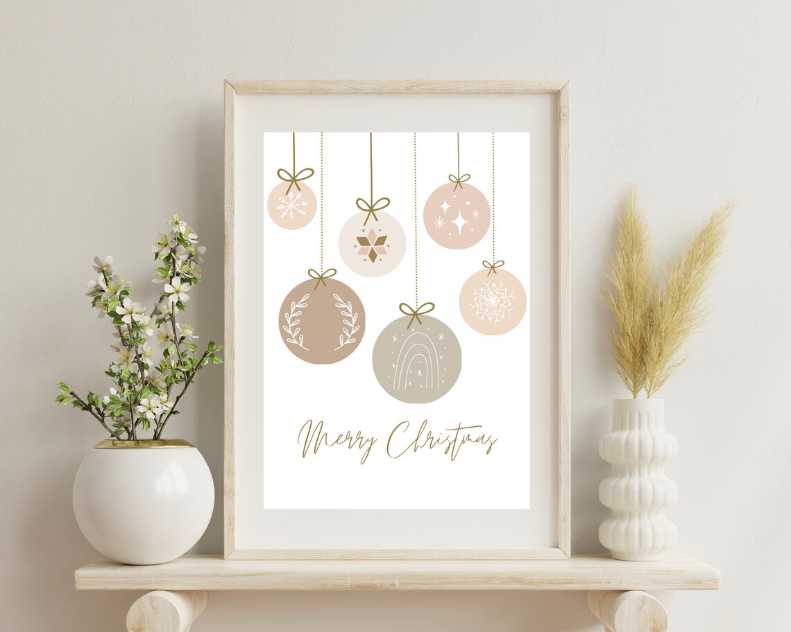 Boho Pastel Christmas Tree Ornament Art Print - Image 4