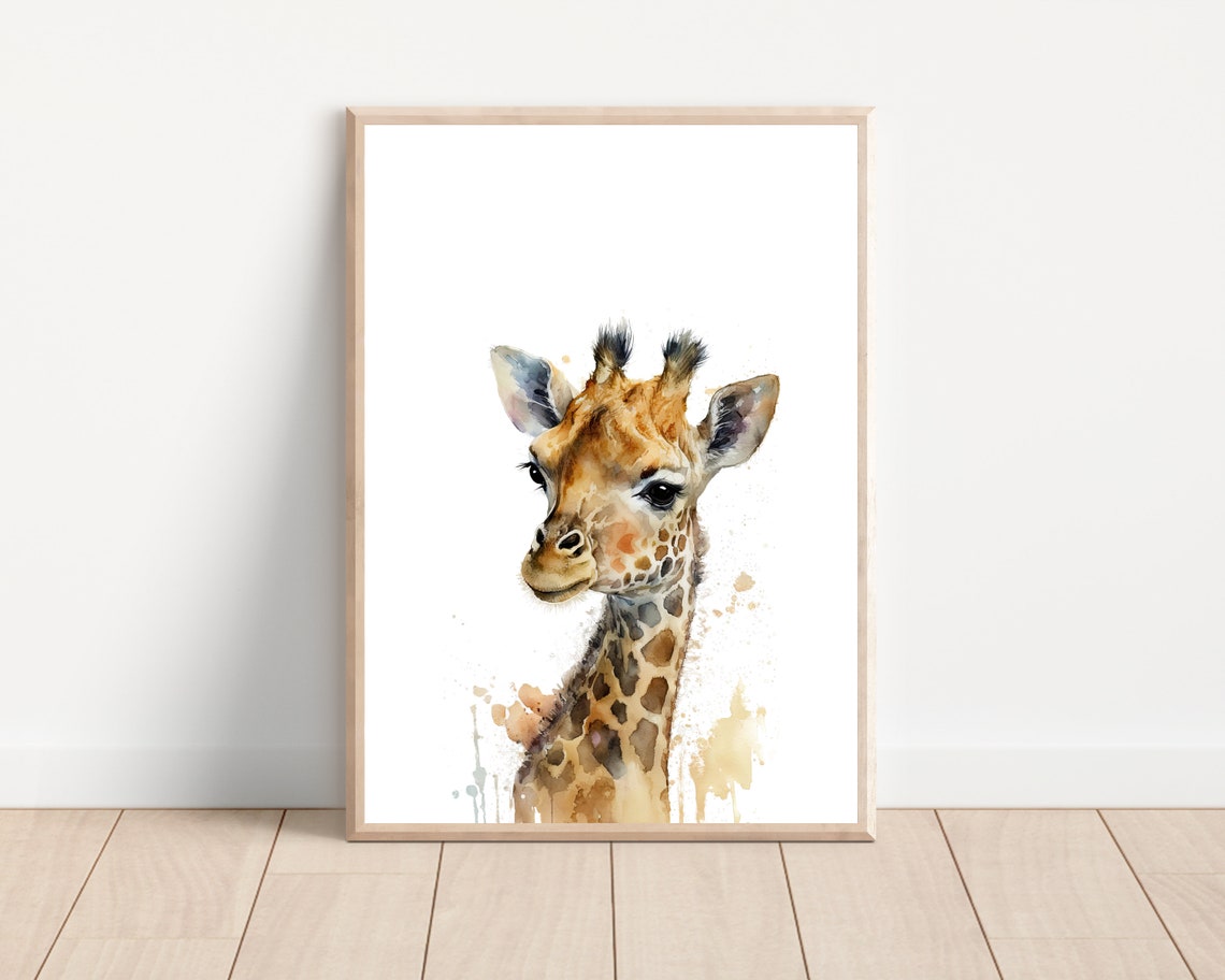 Giraffe Animal Print For Nursery Baby Safari Animal Nursery Safari Animal Watercolor Wall Art Animal Nursery Wall Decor