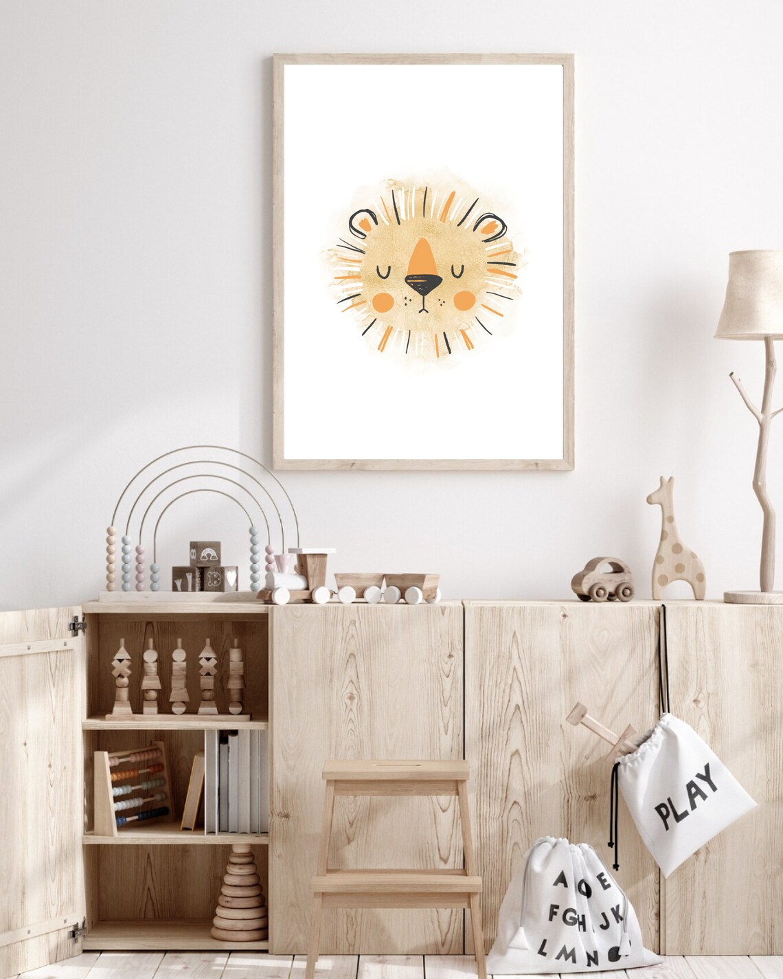 Boho Nursery Safari Lion Art Print, Minimalist Decor - Image 3