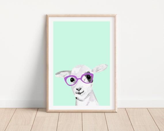 Sheep With Glasses Funny Farm Animal Art Print