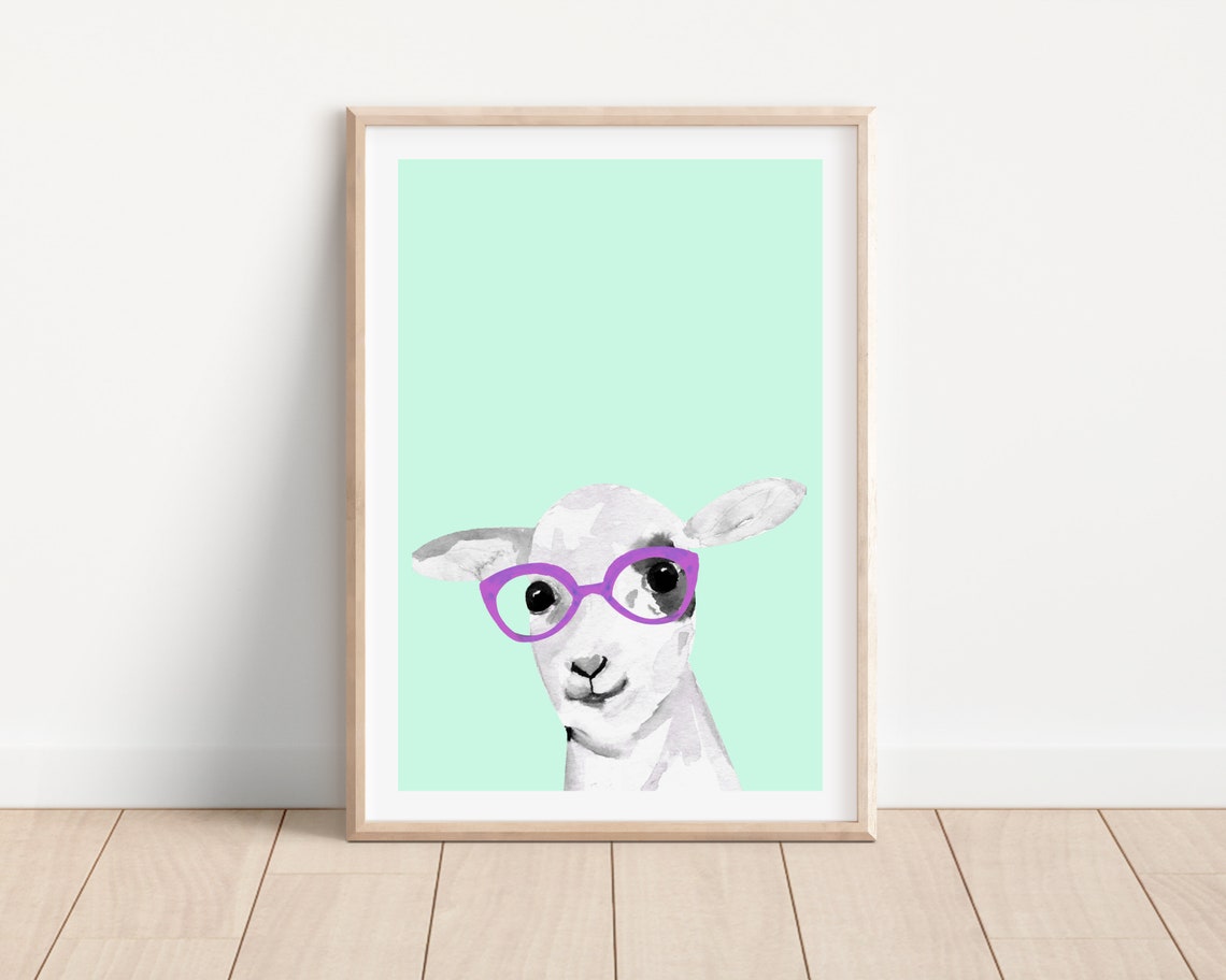 Sheep With Glasses Funny Farm Animal Art Print