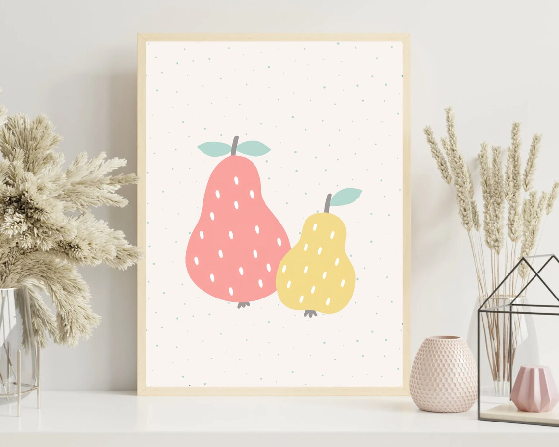 Boho Pear Nursery Art Print, Mid-Century Modern - Image 4