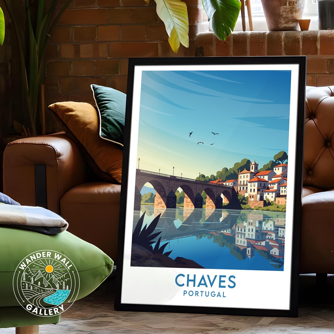 Chaves Portugal Historic Roman Bridge Town Retro Travel Poster - Image 6