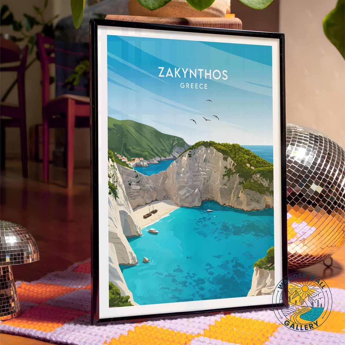 Zakynthos Greece Navagio Shipwreck Beach White Cliffs Poster - Image 4