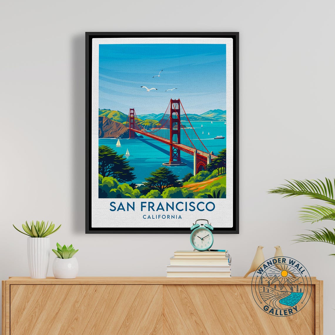 San Francisco Golden Gate Bridge Bay Sunset Retro Travel Poster - Image 5