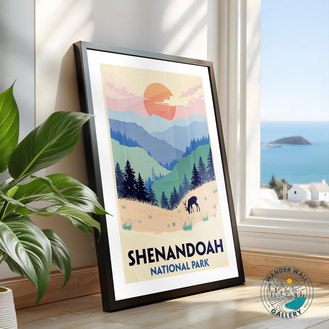 Shenandoah National Park Sunset Deer Blue Ridge Mountains Travel Poster - Image 2
