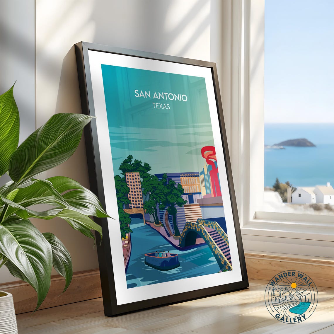 San Antonio Texas Vibrant Riverwalk Canal Boat Travel Poster - Image 2