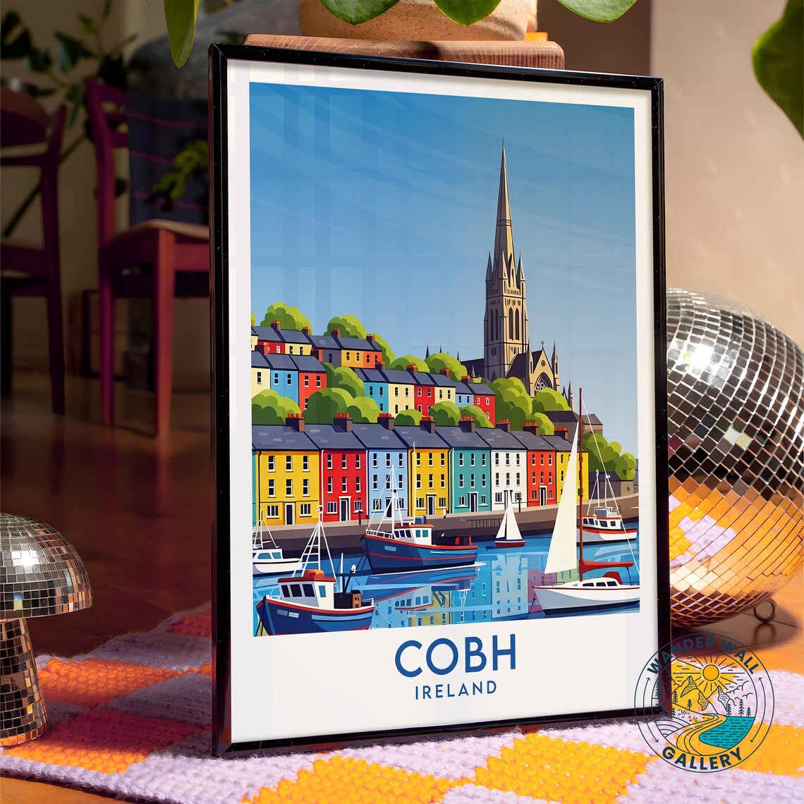 Cobh Ireland Harbor Town Church Spire and Boats Vintage Travel Poster - Image 4