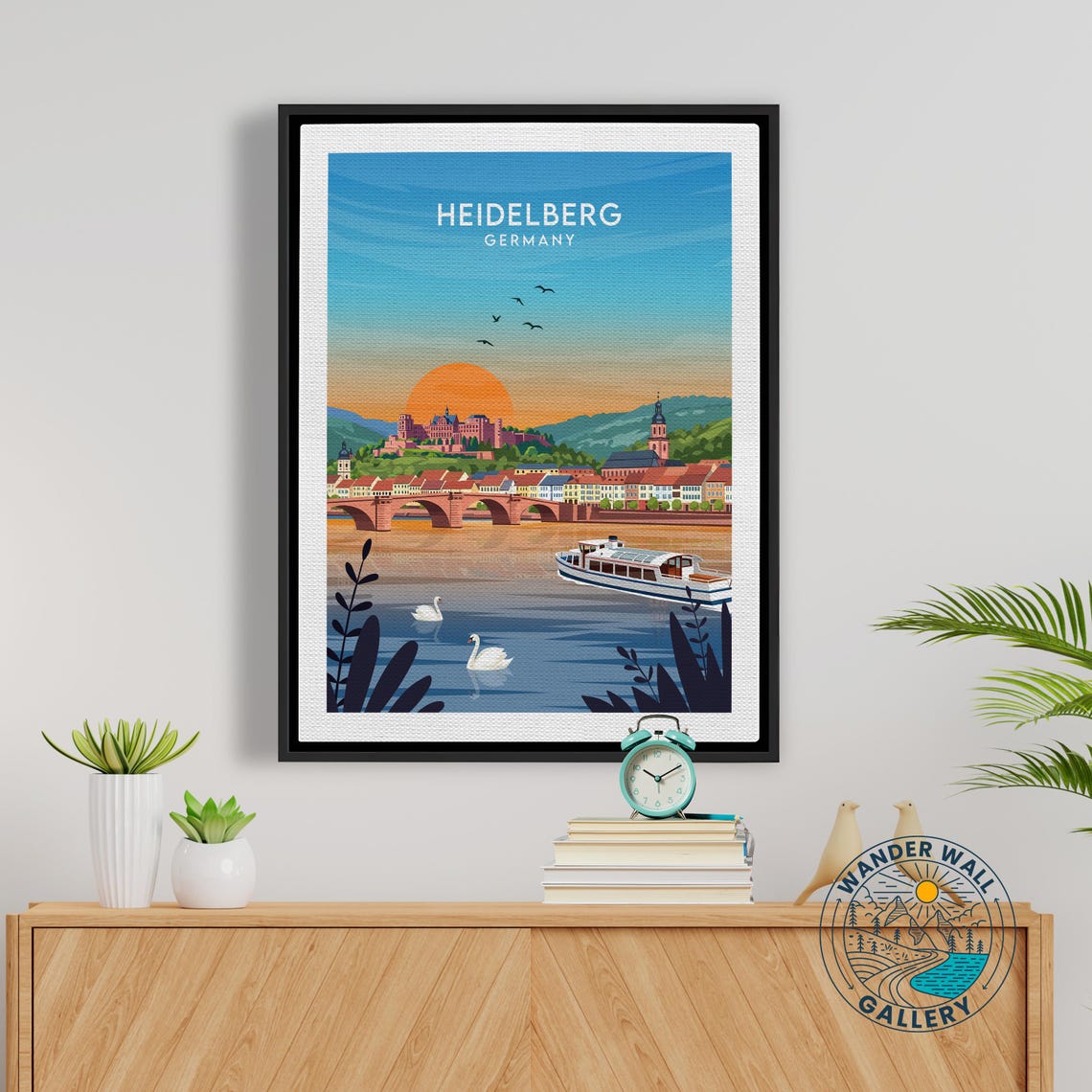 Heidelberg Germany Old Bridge Castle Sunset Vintage Travel Poster - Image 5