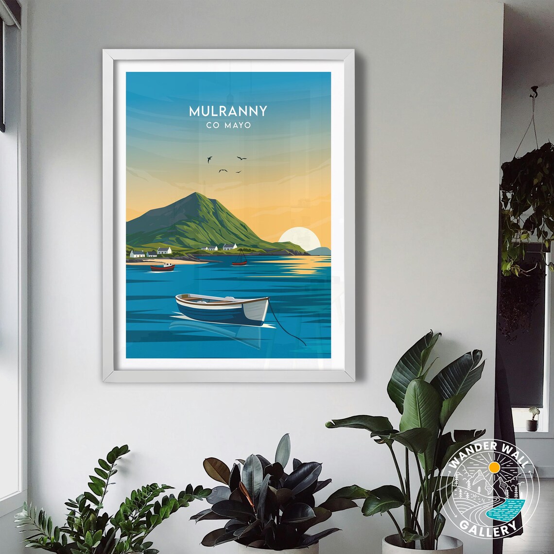 Mulranny County Mayo Ireland Coastal Mountain Sunset Boats Poster - Image 3