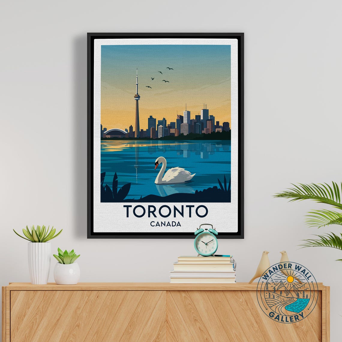 Toronto Canada CN Tower Waterfront Swan Skyline Sunset Travel Poster - Image 5