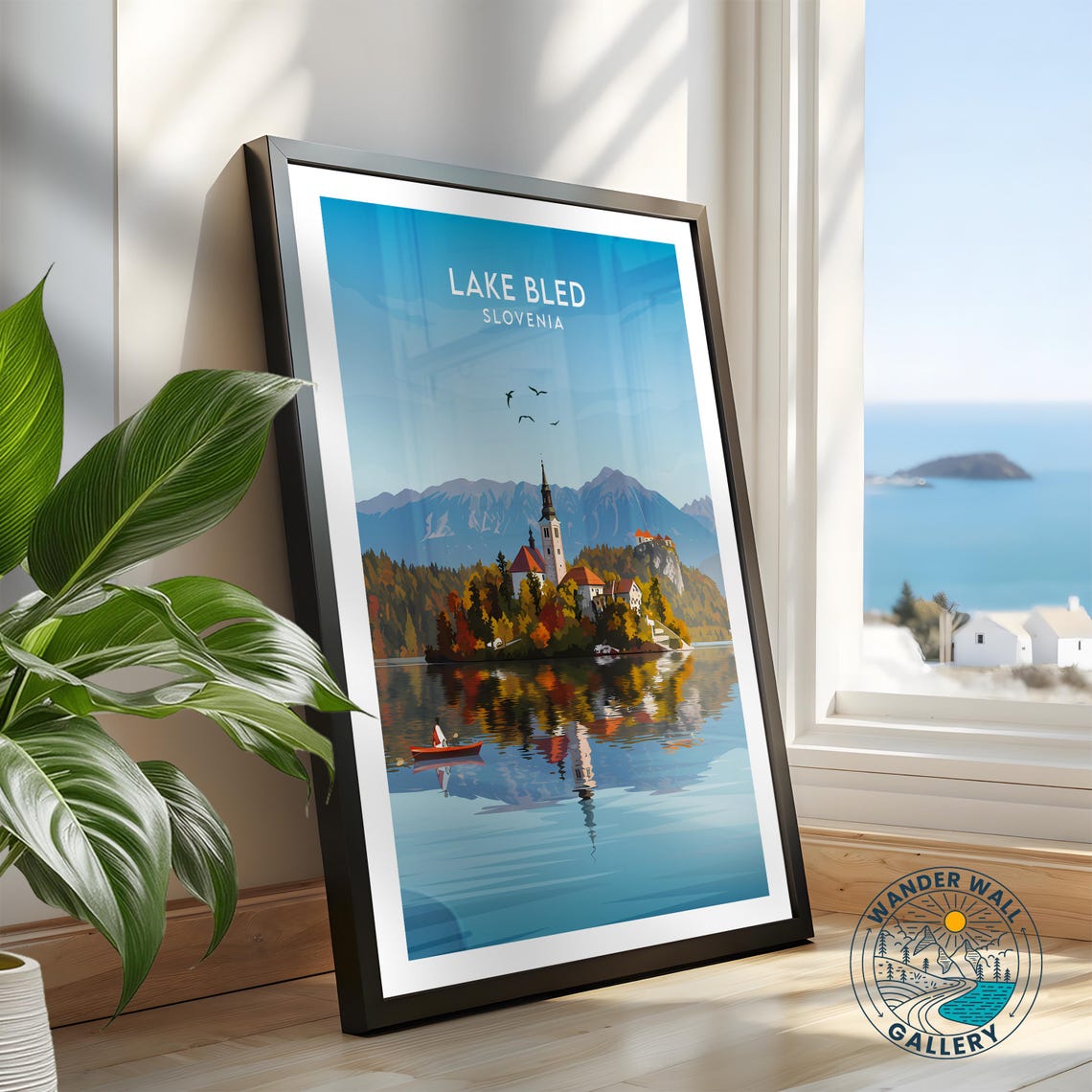 Lake Bled Slovenia Island Church Autumn Foliage Reflection Poster - Image 2