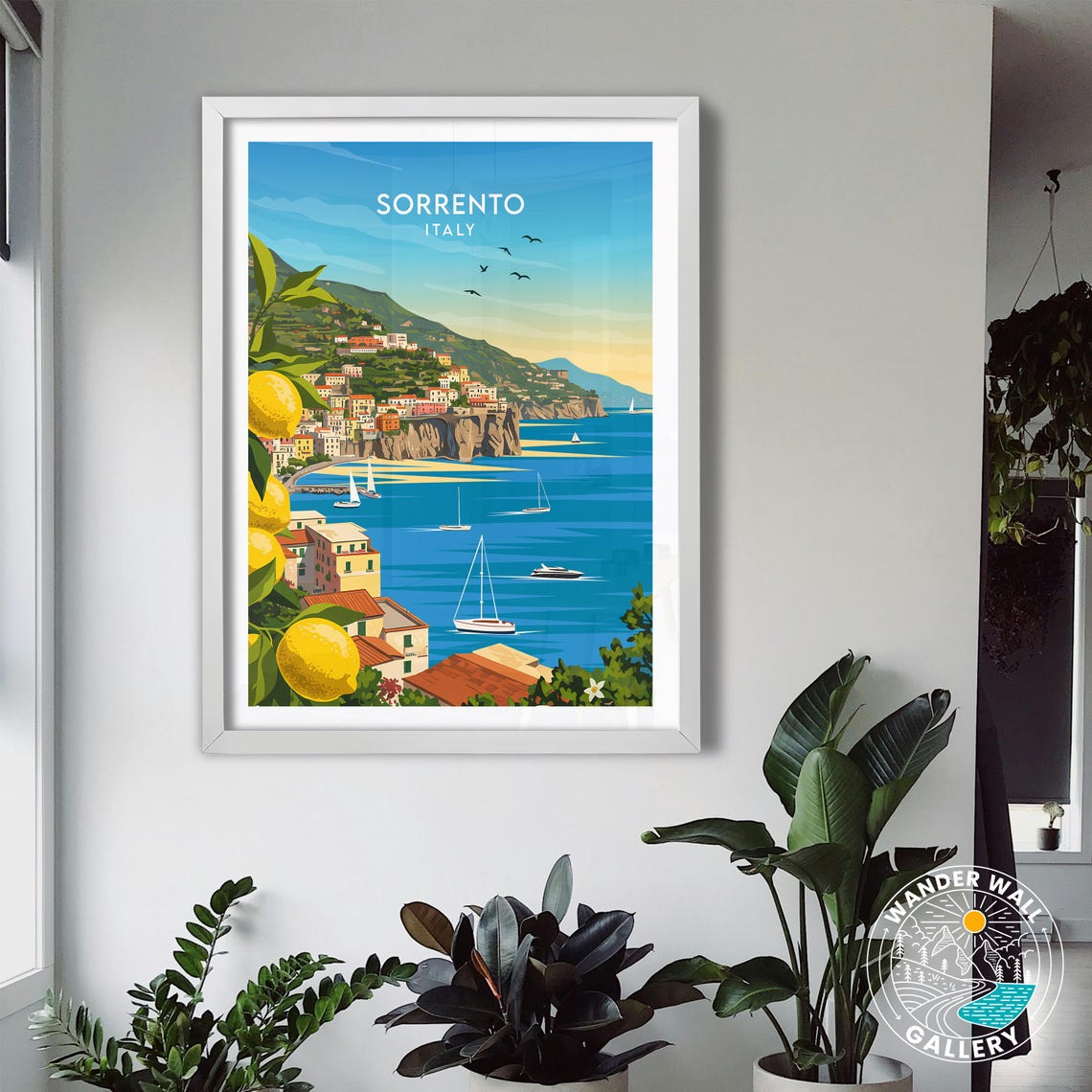 Sorrento Italy Coastal Cliffs Lemon Grove Sailboats Sea View Poster - Image 3