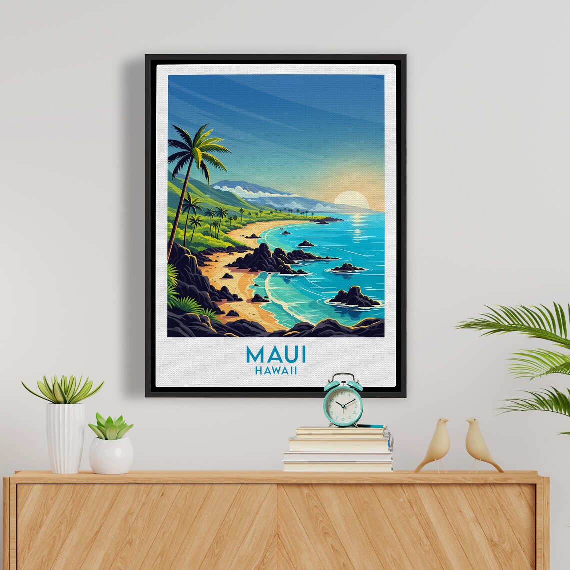Maui Hawaii Island Beach Paradise Sunrise Ocean Palm Fronds Poster - Image 5