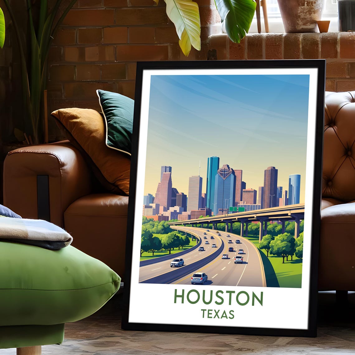 Houston Texas Freeway Leading to Downtown Skyline Urban Scene Poster - Image 6