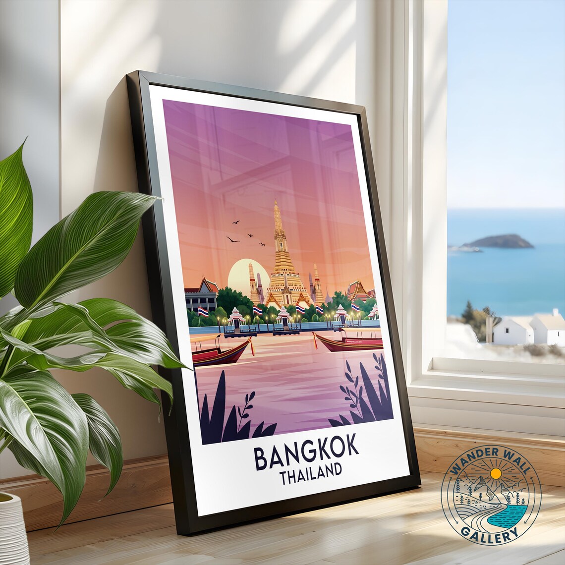 Bangkok Thailand Wat Arun Riverside Temple Sunset Travel Poster - Image 2