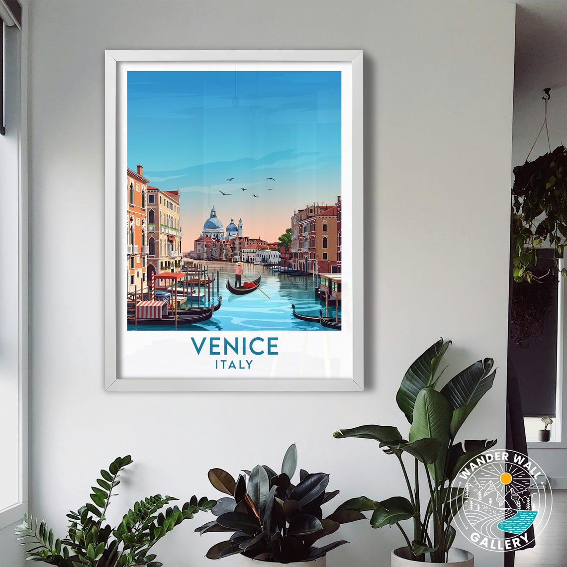 Venice Italy Canal Gondolas and Domed Basilica Vintage Travel Poster - Image 3
