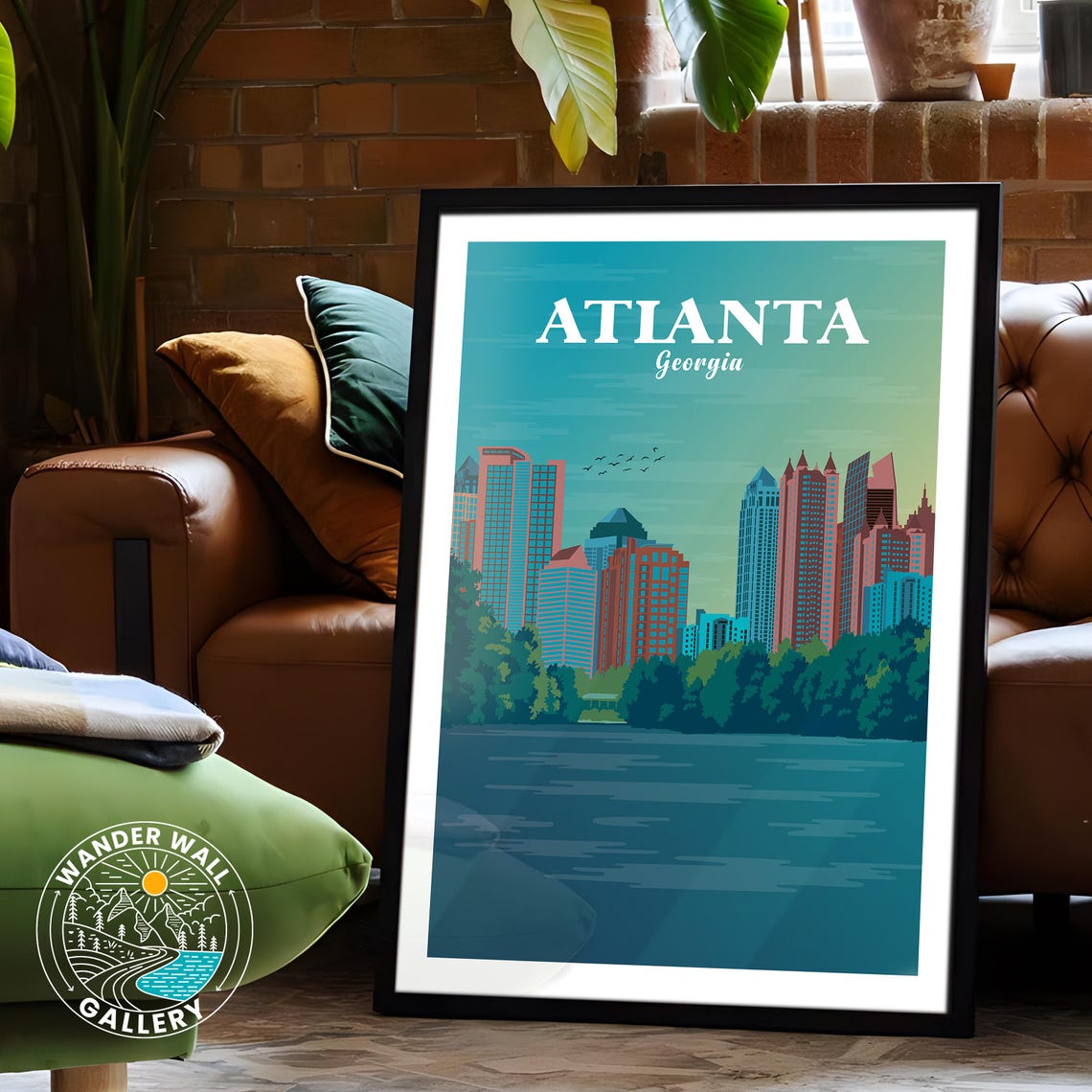 Atlanta Georgia Sunset Skyline Cityscape Retro Travel Poster - Image 6