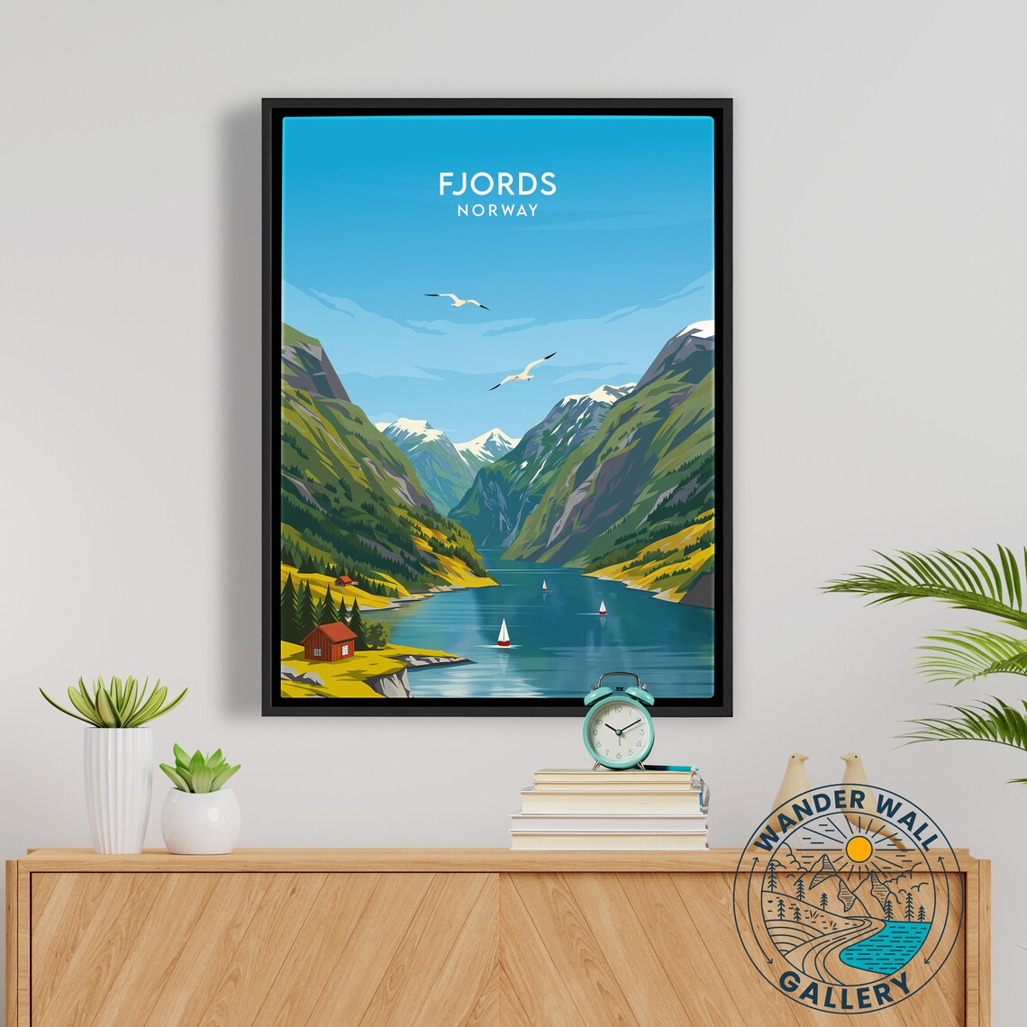 Norway Fjords Snow Capped Mountains Sailboats Valley View Poster - Image 5