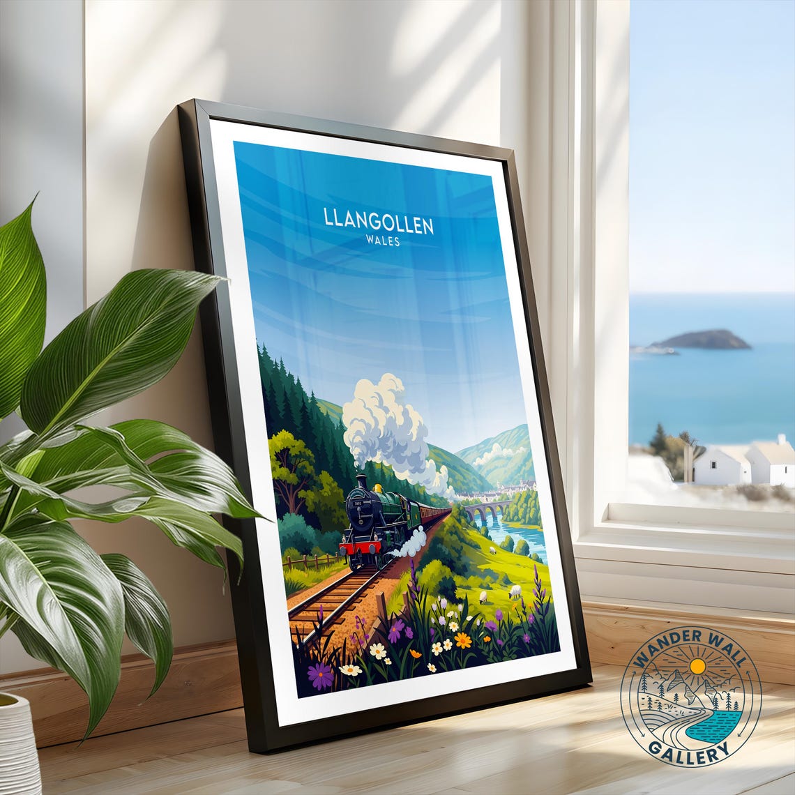 Llangollen Wales Vintage Steam Train Valley Retro Travel Poster - Image 2