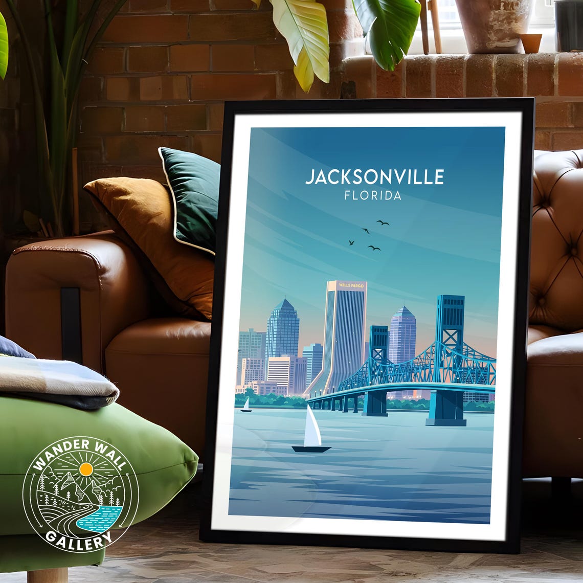 Jacksonville Florida Main Street Bridge Skyline Vintage Travel Poster - Image 6