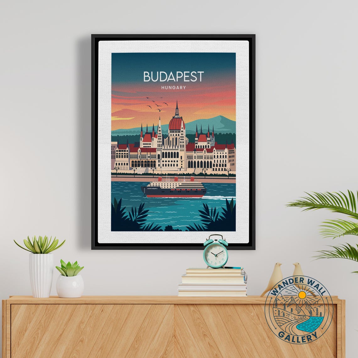 Budapest Parliament Building Danube Sunset Retro Hungary Travel Poster - Image 5