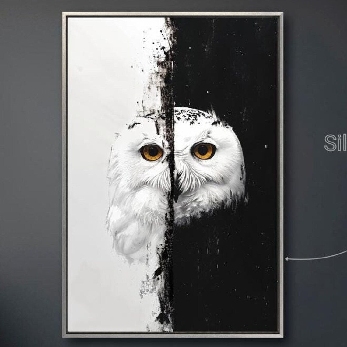 Mystical Owl Black and White Wildlife Art Print