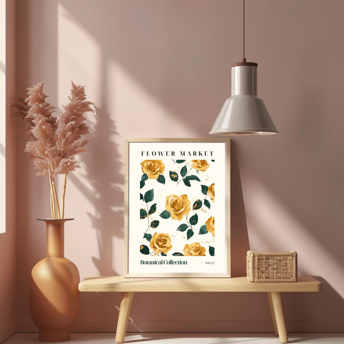 Gold Rose Flower Market Watercolor Botanical Collection No 27 Poster - Image 2