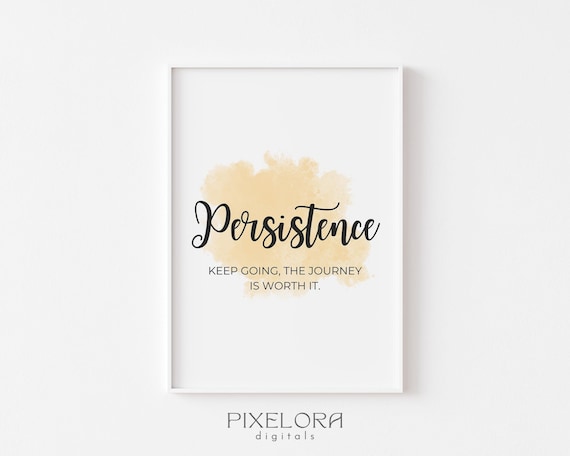 Persistence Definition Script Quote Soft Tan Watercolor Motivational Poster